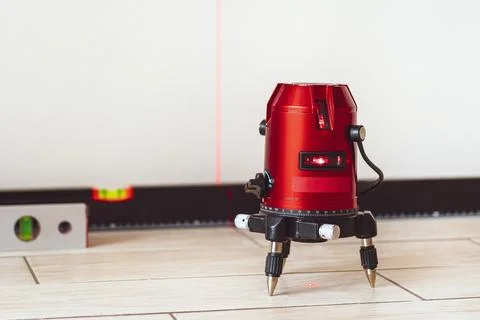 Laser level, Bubble levels.cross-line laser Stock Photos