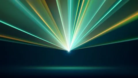 Laser light show. Bright led laser beams, dj light party. Stage, strobe lights Illustrazione stock