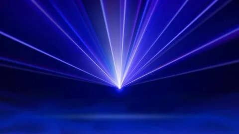 Laser light show. Bright led laser beams, dj light party. Illuminated blue stage Stock Illustration