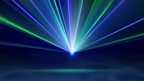 Laser light show. Bright led laser beams, smoke, dj light party. Background Stock Illustration