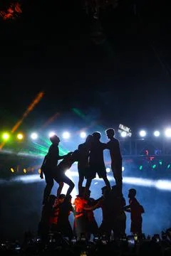 Laser Light Show During The Indian Dahihundi Festival, Maharashtra. Stock Photos