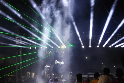 Laser Light Show During The Indian Festival. Pune, Maharashtra. Stock Photos