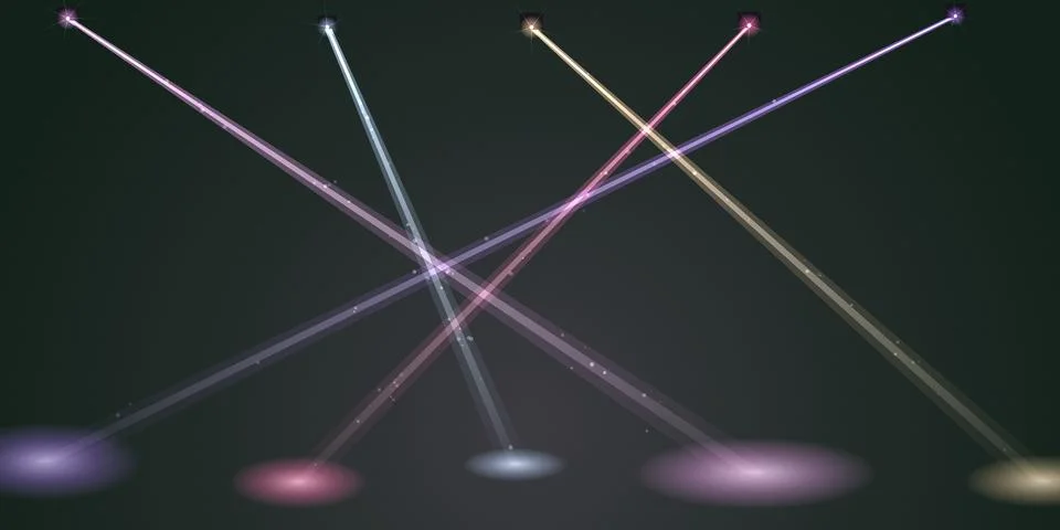 Laser lights intersecting in dark space Stock Illustration