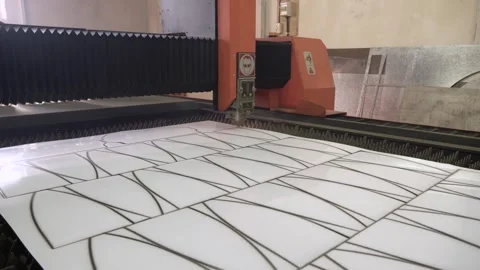 Laser machine cuts metal. Cut Metal Material Laser Burn Closeup. Stock Footage 302378413