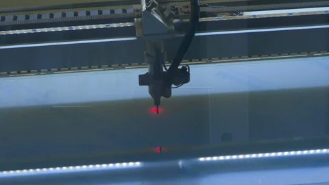 Laser machine cutting with precision plexiglas plates Stock-Footage 129594524