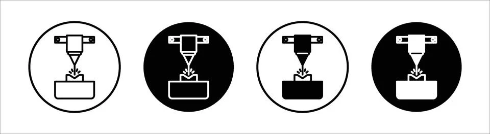 Laser machine flat line icon set. Laser machine Thin line illustration vector Illustrazione stock