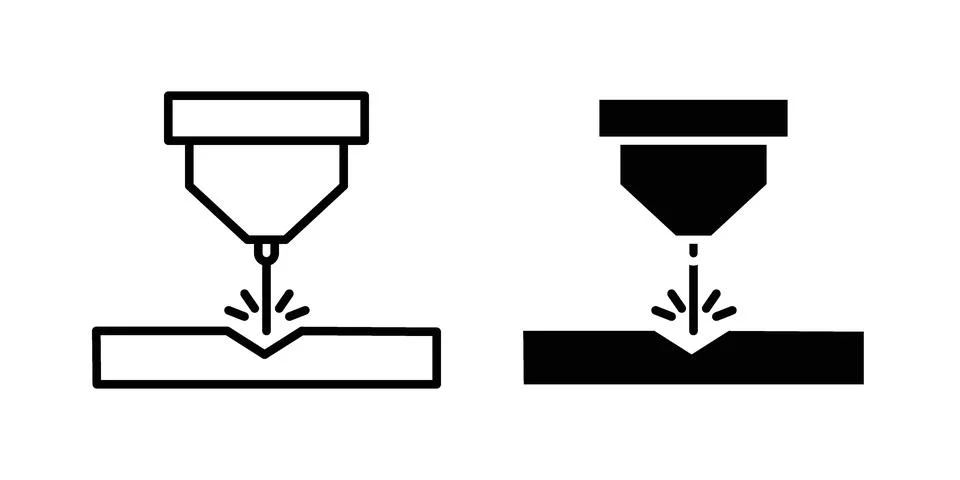 Laser machine icon set modern line and solid style collection. Stock Illustration