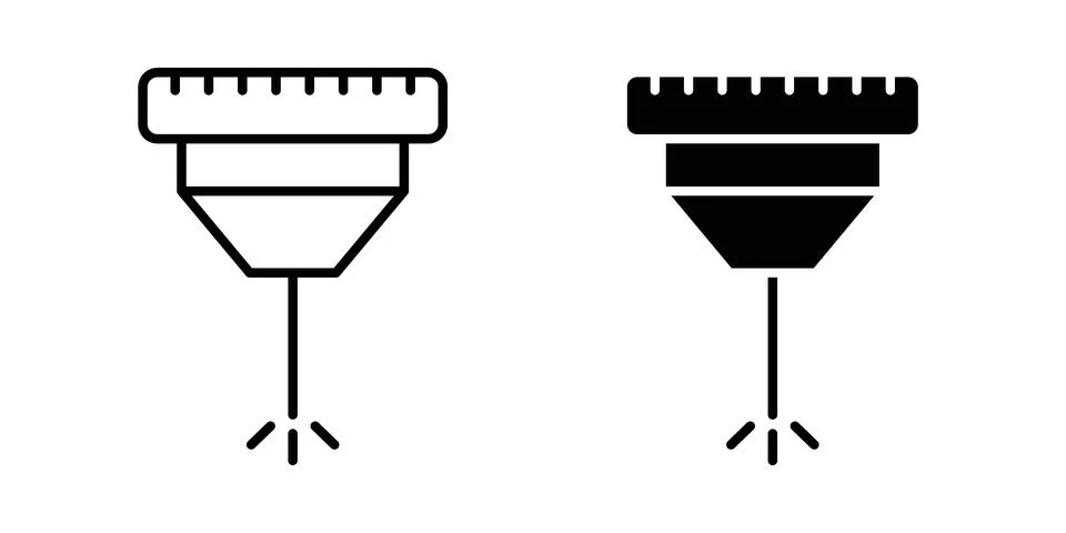 Laser machine icon solid, line, and editable vector set. Stock Illustration