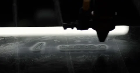 Laser machine makes engraving Stock Footage