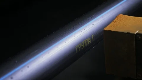 Laser Marking Machine Engraving Powder Paint. Manufacture of plastic water pipes Vidéo 121417027