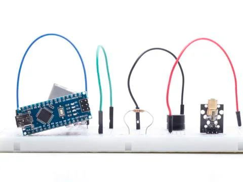 Laser mount in protoboard Stock Photos