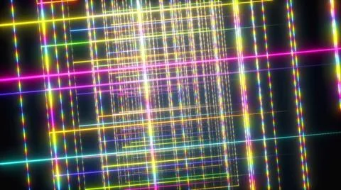 Laser neon linear grid Geometric 3d render intersecting lines in digital s... Foto stock