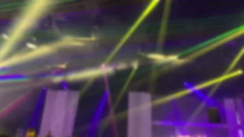 Laser neon music light rays flash and glow in the banquet hall. Stock Footage 150241683