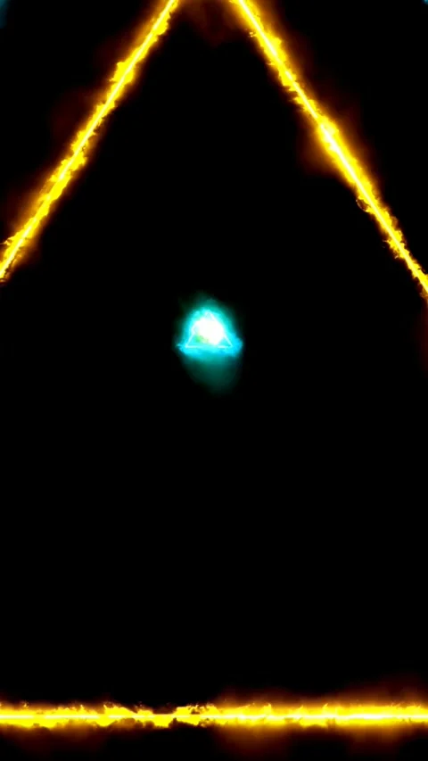 Laser neon triangle tunnel animation. Seamless vertical video retro futuristic Видео 313870577