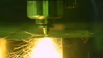 Laser or plasma cutting technology of flat sheet metal. Stock Footage 85529329