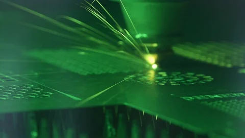 Laser or plasma cutting technology of flat sheet metal. Stock Footage 85529442
