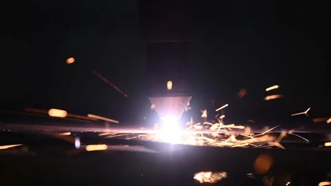 Laser or plasma cutting technology of flat sheet metal. slow motion Stock Footage 88031217
