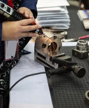 Laser overlay / coating machine Stock Photos