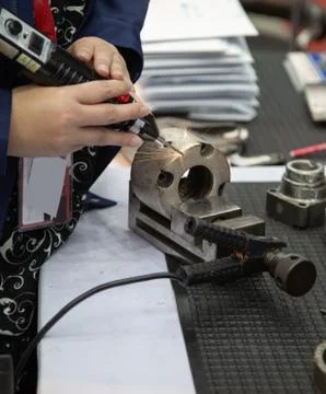 Laser overlay / coating machine Stock Photos