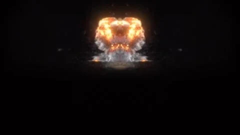 Laser Point Explosion Nuclear Bomb isolated On Black Background Animation Foo Stock Footage 143518039