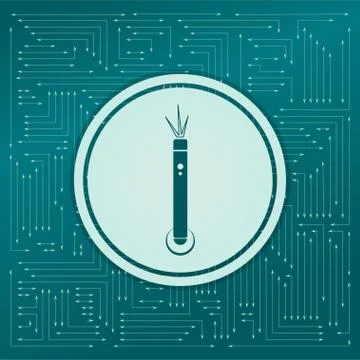 Laser pointer icon on a green background, with arrows in different directions Illustrazione stock