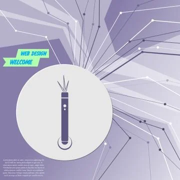 Laser pointer icon on purple abstract modern background. The lines in all dir Illustrazione stock