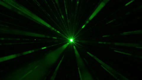 The laser pointer shining in darkness with a green light. slow motion Stock Footage 163321795