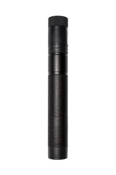A laser pointer on a white background.A pointer with a green laser. Stock Photos