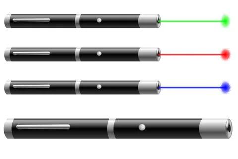 Laser pointers with different colors Stock Illustration