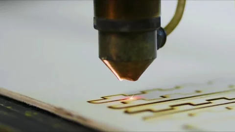 Laser precision, artistic wood processing and burning 库存影片 258013401