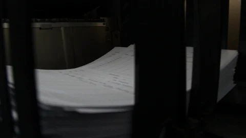 Laser Print machine printing documents in office Stock Footage 124279149