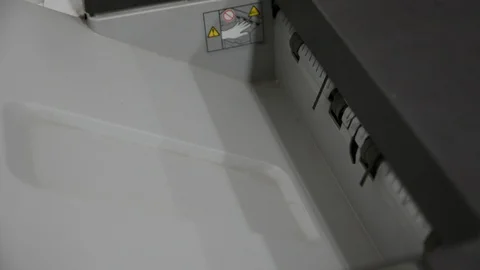 Laser Print machine printing documents in office. copy machine at work 스톡 동영상 129051856