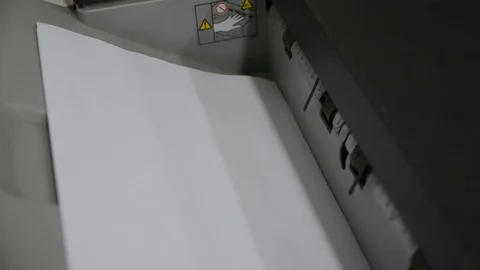 Laser Print machine printing documents in office. copy machine at work Stock Footage 129051862