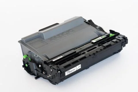 Laser printer drum and toner cartridge on white background Stock Photos