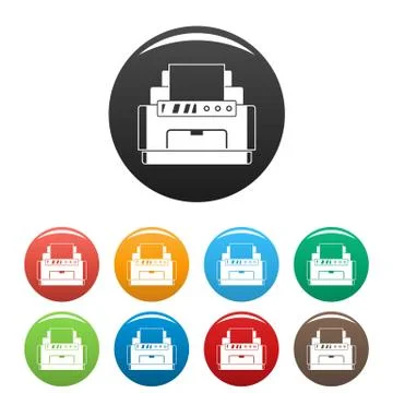Laser printer icons set color 스톡 일러스트