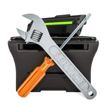 Laser Printer Maintenance and Repair concept, 3D rendering 스톡 일러스트
