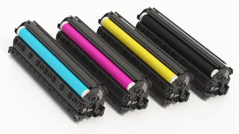 Laser printer toners isolated on white background. 3D illustration イラスト素材
