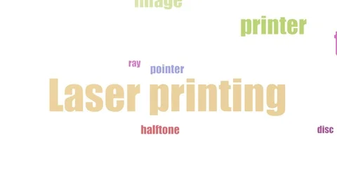 Laser Printing Tag Cloud Animated On White Background Stock Footage 103094270