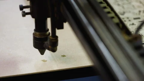 Laser printing on wood Stock Footage 295343121