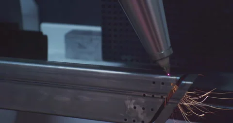 Laser processing of metal by a modern CNC machine tool Stock Footage 243039203