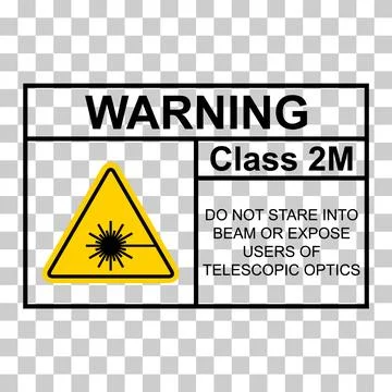 Laser radiation danger class 2M label icon, safety information symbol vector Illustrazione stock