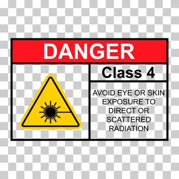 Laser radiation danger class 4 label icon, safety information symbol vector i Stock Illustration