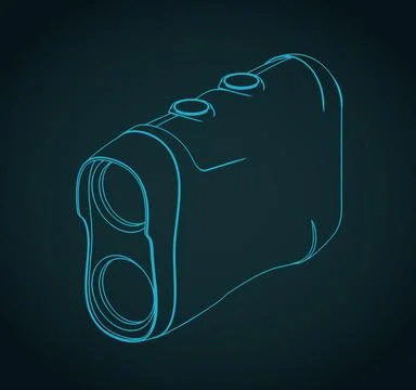 Laser rangefinder isometric blueprint Stock Illustration