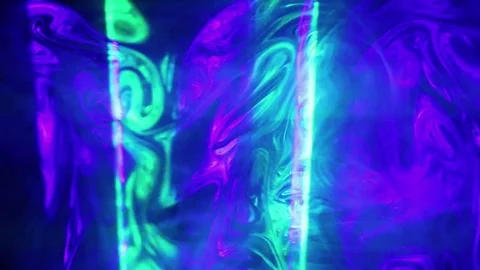 Laser rays lighting through the clouds of smoke. Smoke and laser rays. Stock Footage 69722539