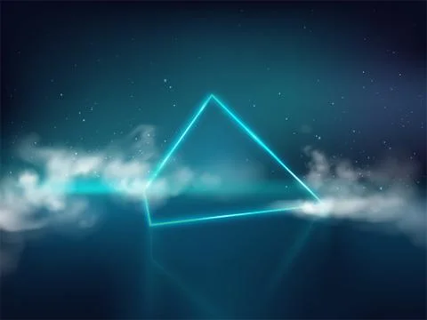 Laser rays pyramid in smoke realistic vector 스톡 일러스트