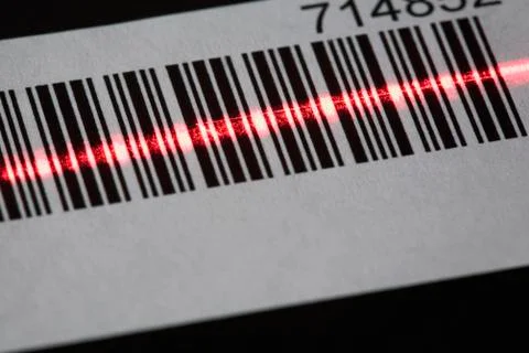 A laser reading a bar code 写真素材