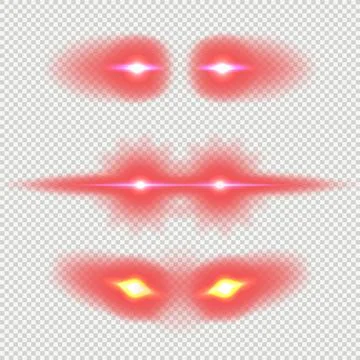 Laser red eyes meme game superhero vector template illustration. Comic red eyes Illustrazione stock