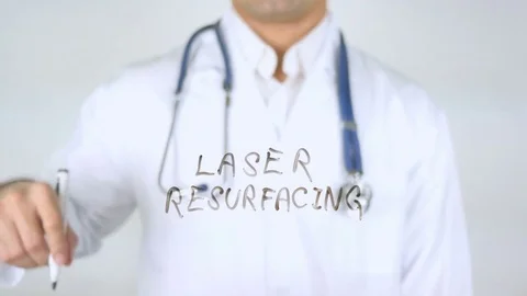 Laser Resurfacing , Doctor Writing on Glass Stock Footage