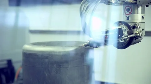Laser robotic arm, hi-trch metallcutter operates with metal Video stock 71578554