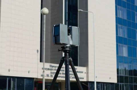 Laser scanner doing its high quality great job Stock Photos